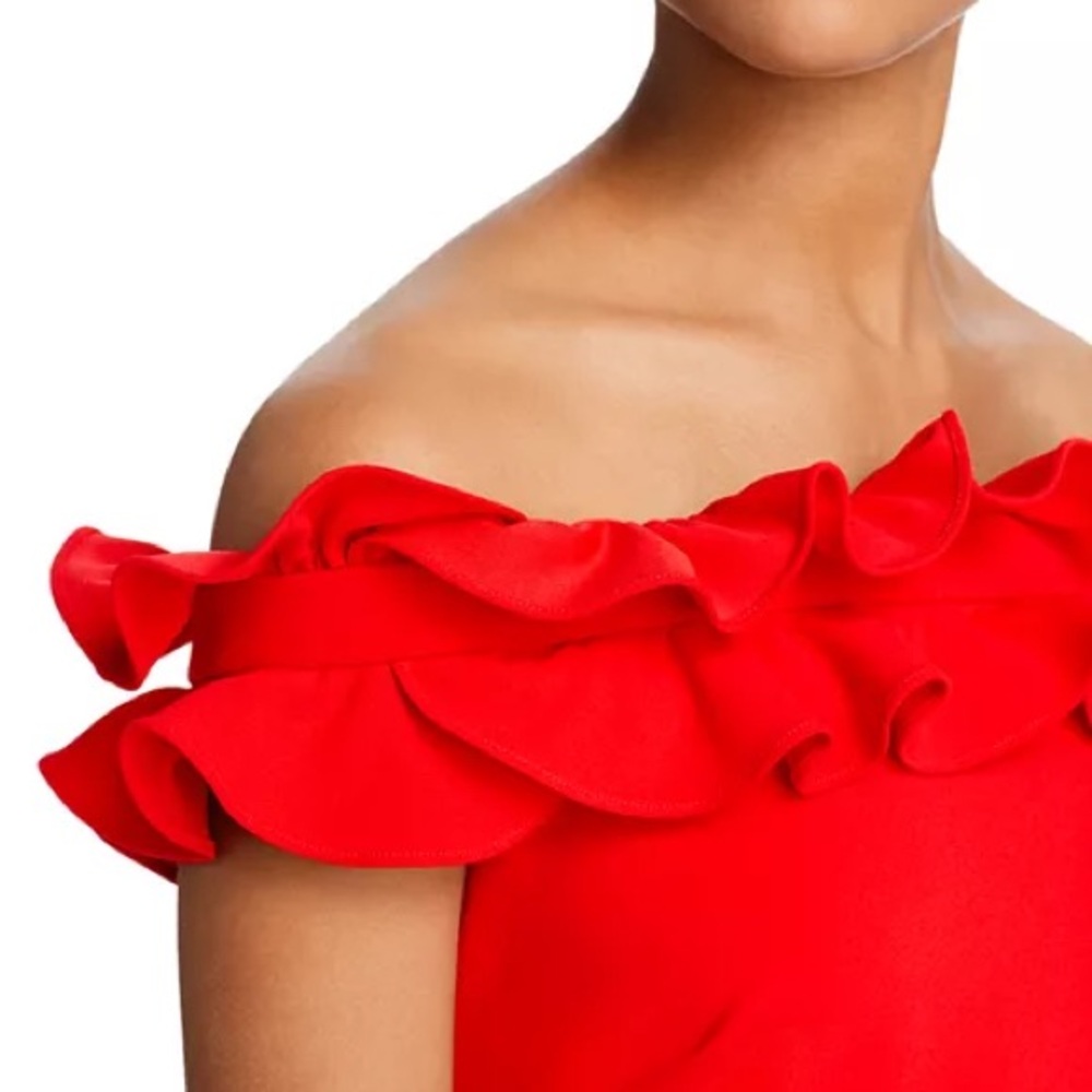 Not for sale. Ralph Lauren Red Off-Shoulder Dress - Picture 3 of 15